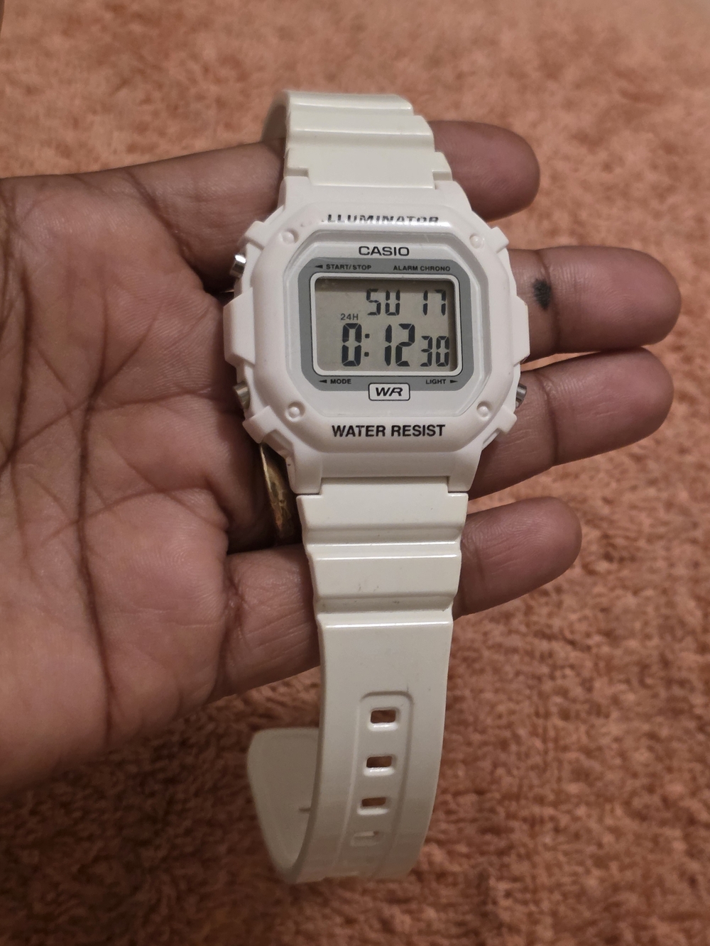 Casio White Digital WR Illuminator Resin Strap Watch